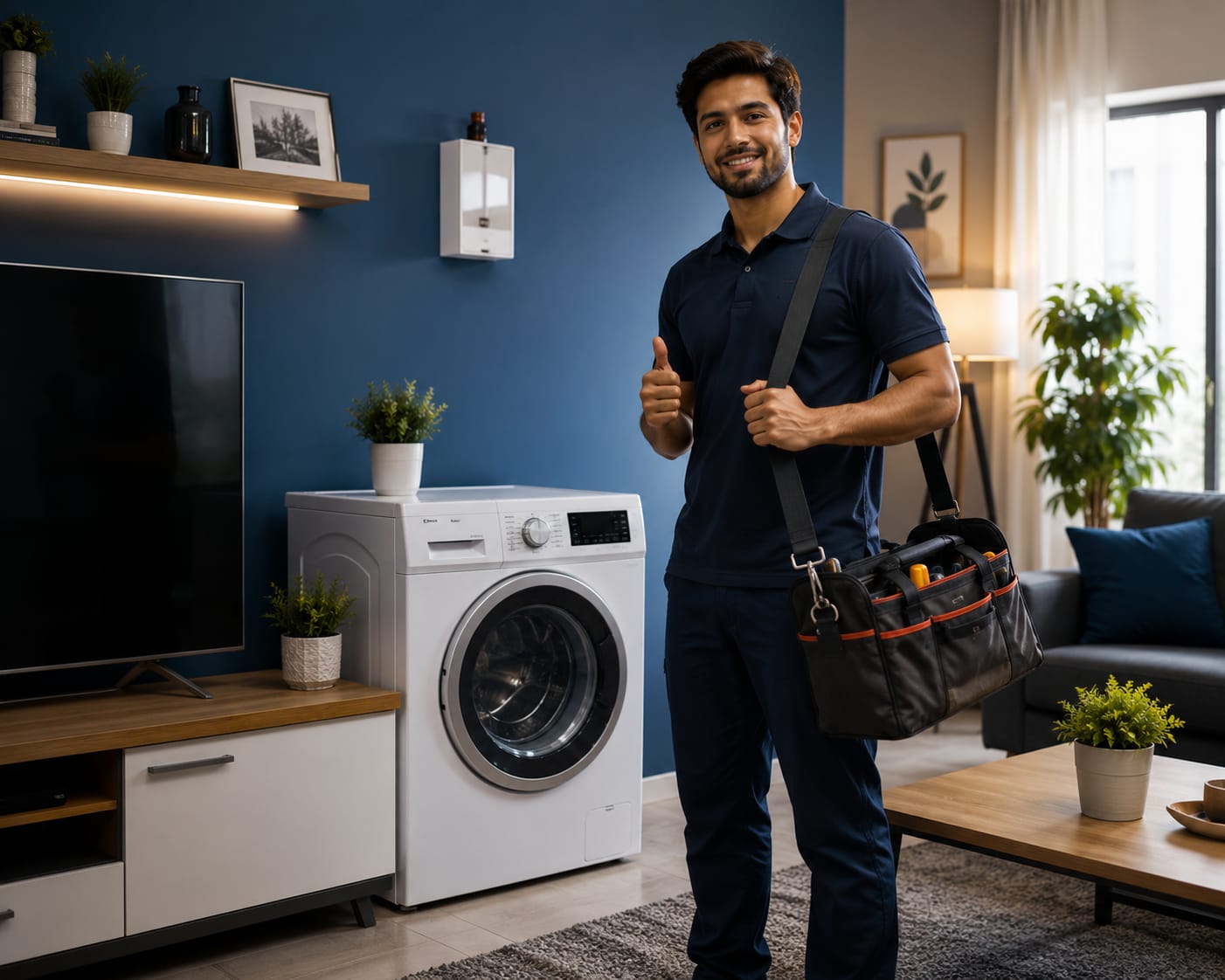 Certified DOC WASH technician servicing a washing machine